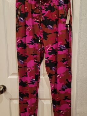 eye candy Pink Camouflage Track Joggers with Lip Print